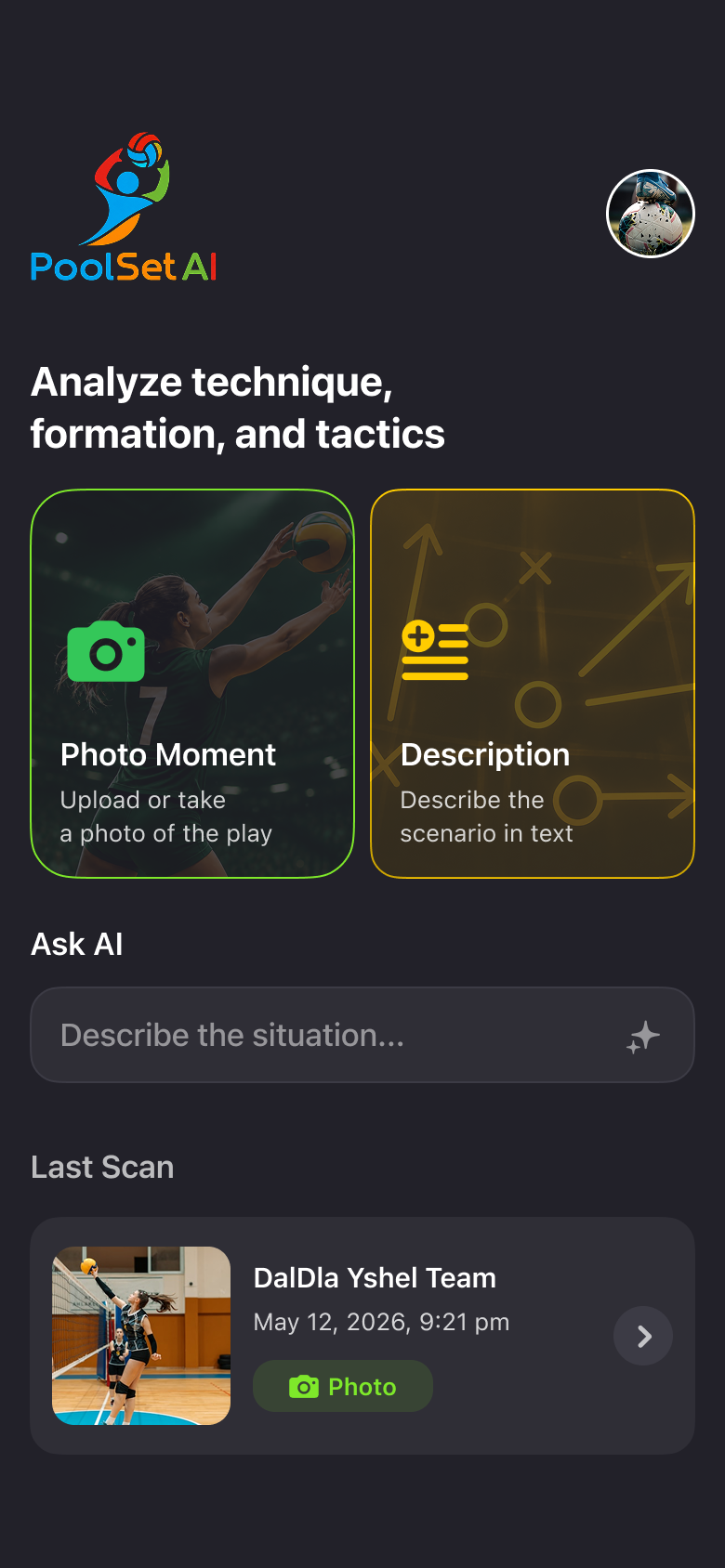 Pool Set AI home screen